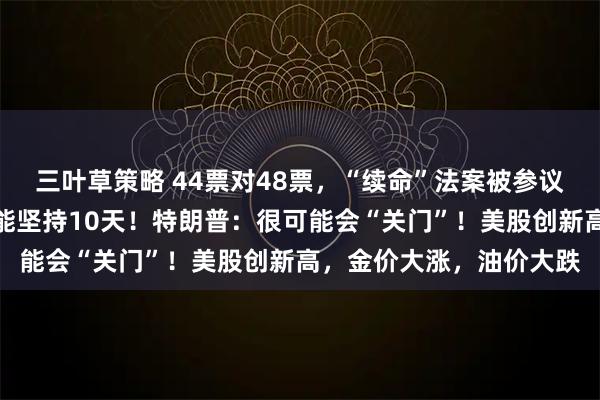 三叶草策略 44票对48票，“续命”法案被参议院否决，美政府资金仅能坚持10天！特朗普：很可能会“关门”！美股创新高，金价大涨，油价大跌
