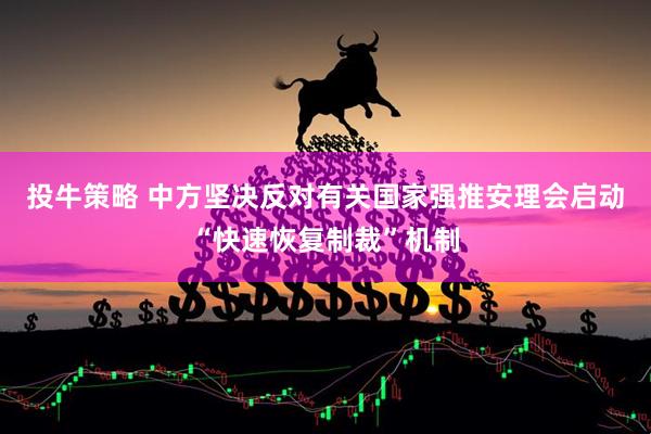 投牛策略 中方坚决反对有关国家强推安理会启动“快速恢复制裁”机制