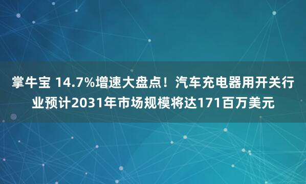 掌牛宝 14.7%增速大盘点！汽车充电器用开关行业预计2031年市场规模将达171百万美元
