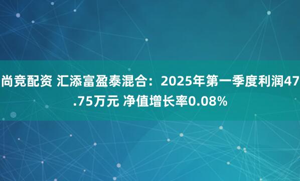 尚竞配资 汇添富盈泰混合：2025年第一季度利润47.75万元 净值增长率0.08%